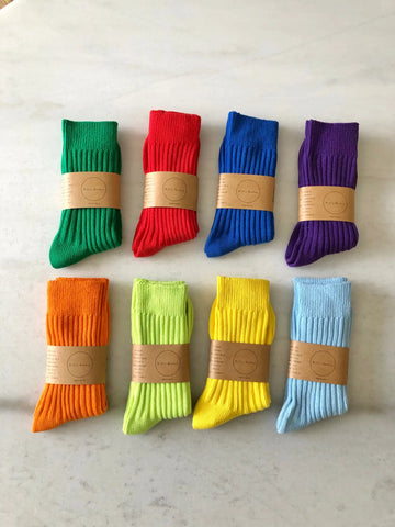 Ribbed Cotton High Socks