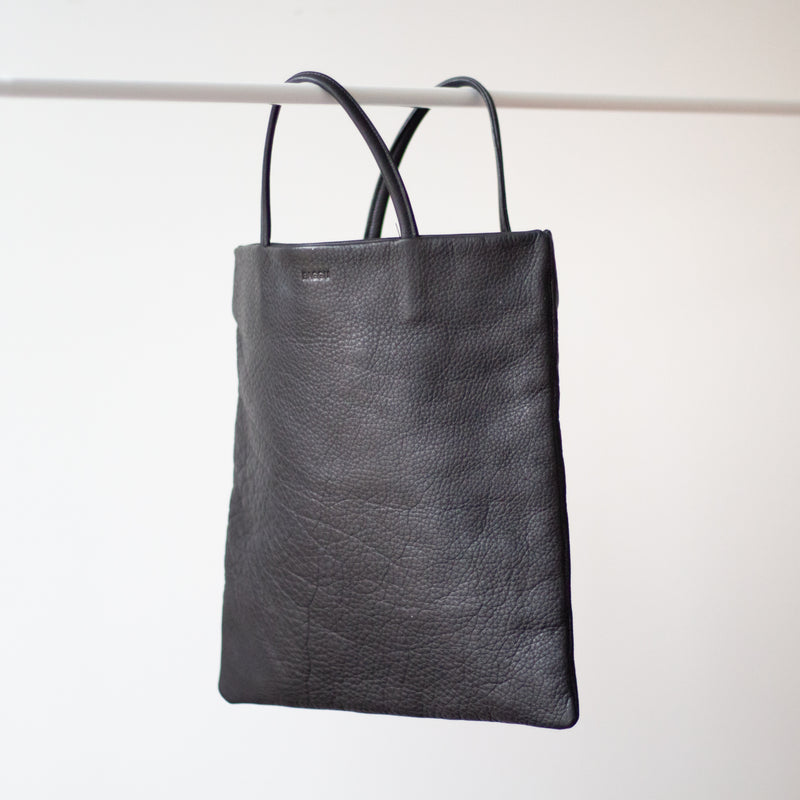 FLAT black leather bag